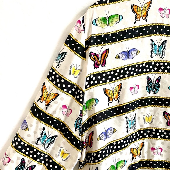 Vintage Silk Butterfly Polka Dot Blouse Alice Olivia Kate Spade Anthro Style - Picture 11 of 13